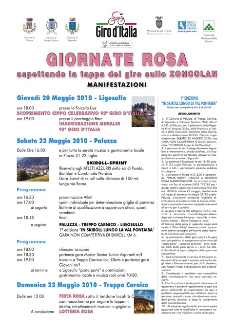 Il programma della gara